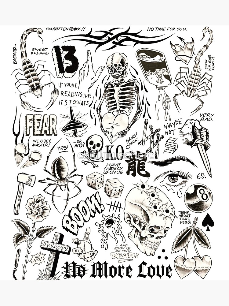 tattoo-style-flash-sheet-photographic-print-for-sale-by-caitlinwashere-redbubble for Free Printable Tattoo Flash Sheets Tattoo style flash sheet