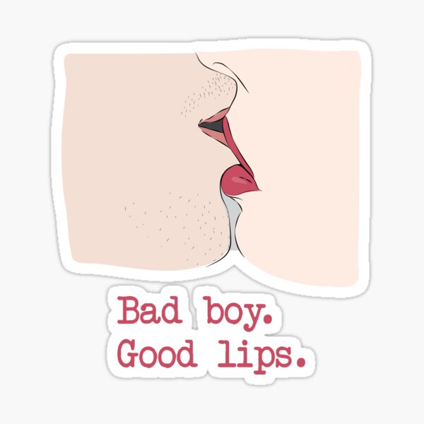 Bad Boy. Good lips. Adult humor Sexy naughty statement (Fuchsia) Sticker