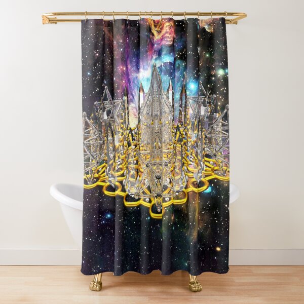 Crystal Hexagrid Matrix Stargate Shower Curtain