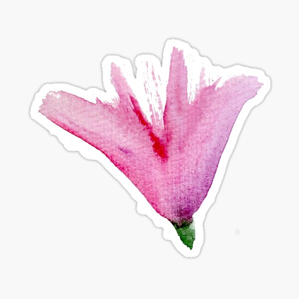 Pink Watercolor Flower Sticker By Rysunki Malunki Redbubble