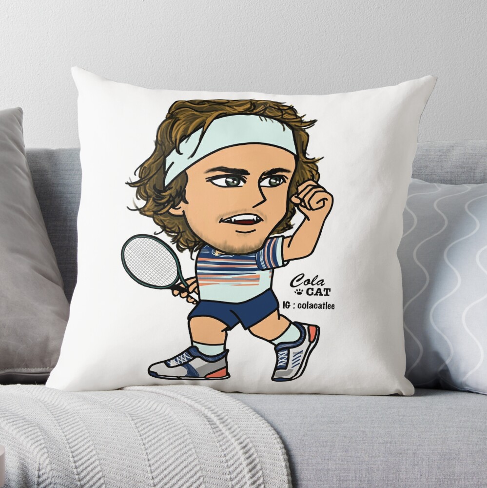 Roger Federer Throw Pillow Cover, Sports Art, Artist Pillow, Black