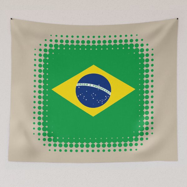 Artikelvorschau, Flag of Brazil - Retro entworfen und verkauft von pixelinga.