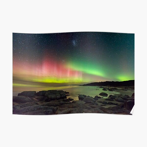 Aurora over Beerbarrel Beach, Tasmania Poster