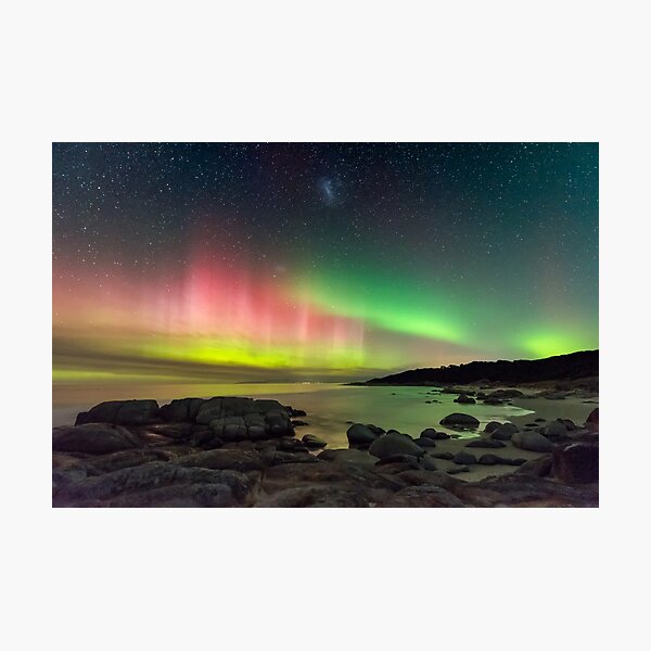 Aurora over Beerbarrel Beach, Tasmania Photographic Print