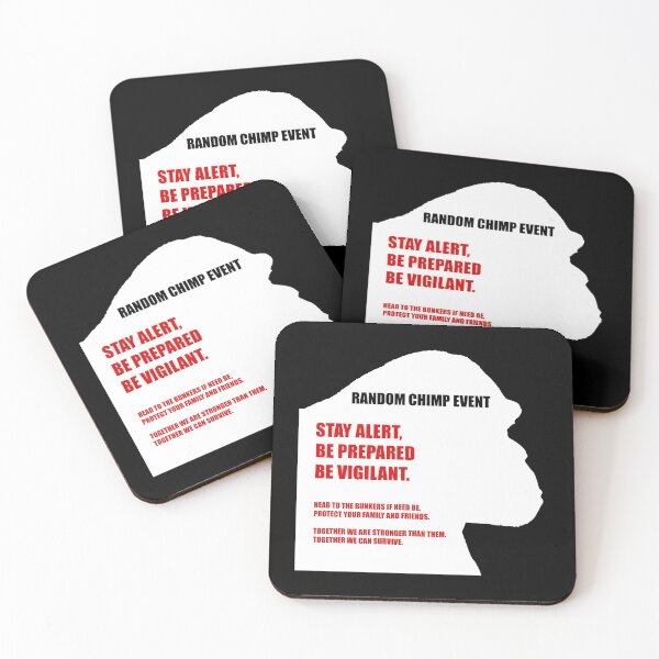 Item preview, RANDOM CHIMP EVENT TEXT IMPACT FONT MEME CHIMP PROFILE WHITE SILHOUETTE. STAY ALERT, PREPARED, VIGILANT. designed and sold by RANDOM CHIMP EVENT official.