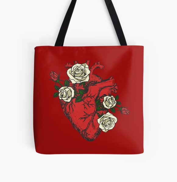 Bolsa de lona amor, bolso de tela corazon anatomico, tote bag corazon  humano con flores -  España