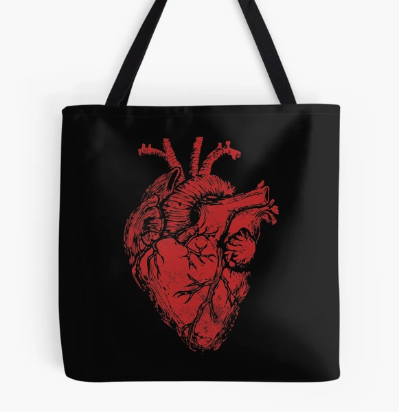 Bolsa de tela corazon anatomico, tote bag de corazon con flores, bolsa de  algodon de corazon humano, tote bag negra corazon minimalista -  España