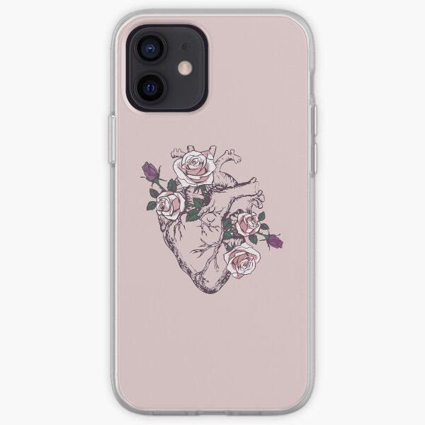 Corazón anatómico Corazón floral Anatomía y flores Rosas lindas Funda blanda para iPhone