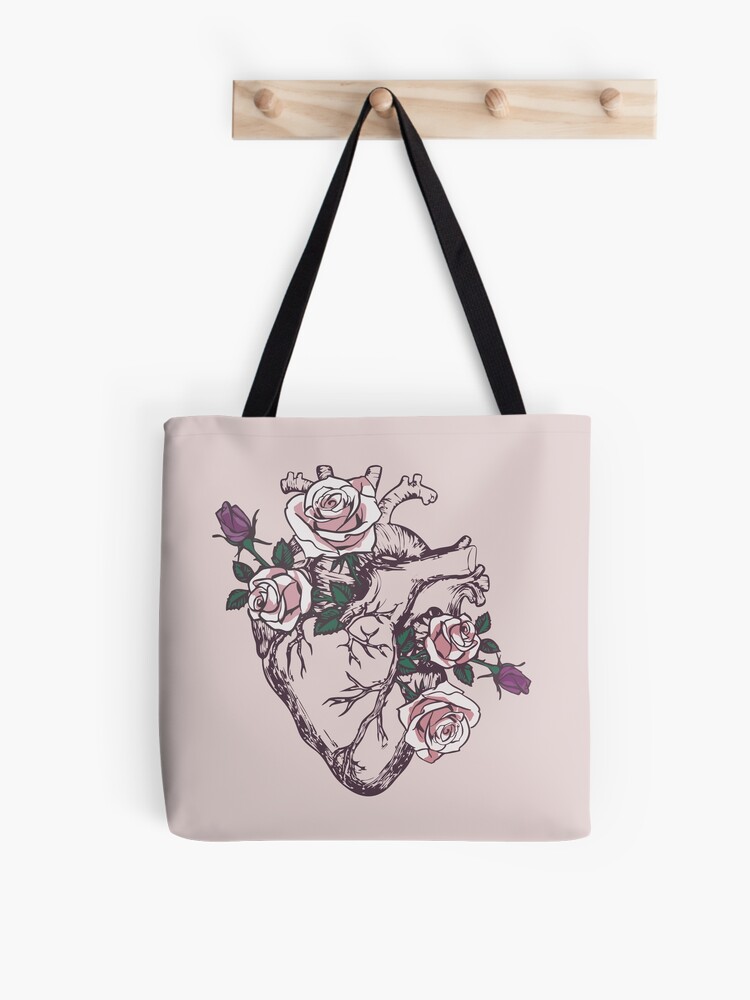 gallery tote with heart floral print