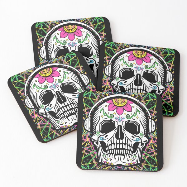 Item preview, Memento mori skull with headphones  designed and sold by reasonablemunki.