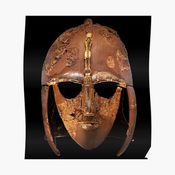 Anglo Saxon helmet. Sutton Hoo Helmet. King Raedwald of East Anglia. Poster