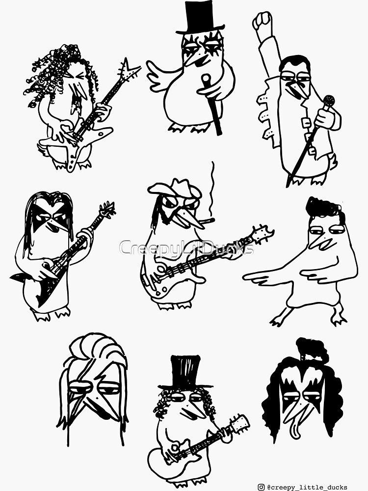 "Rockstars collection" Sticker for Sale by CreepyLilDucks Redbubble