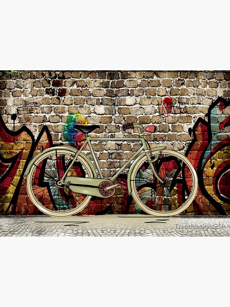 Wall Mural Bicycle Graffiti Bicycle On The Graffiti Wall Bricks