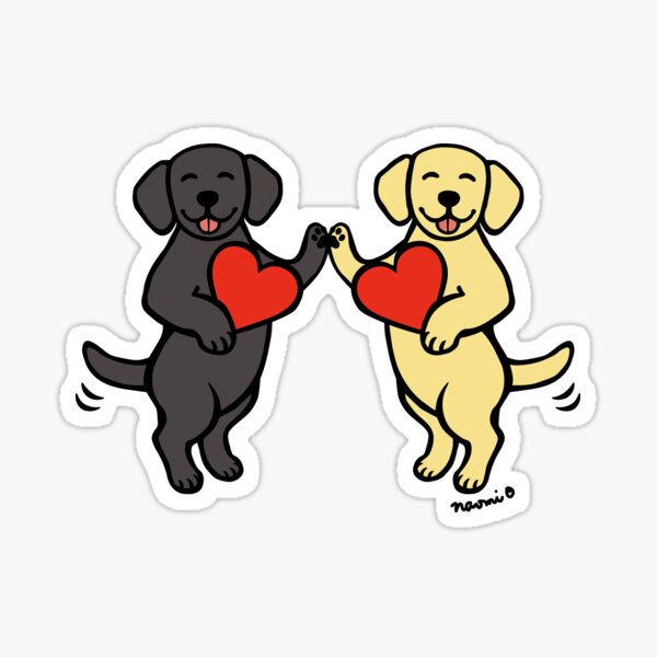 Black Labrador and Yellow Labrador Valentine Sticker