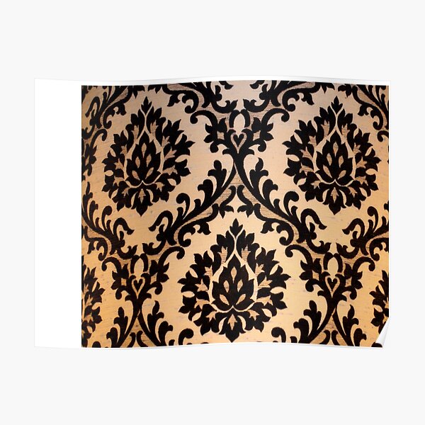 Black and Gold Damask Pattern Merchandise Poster