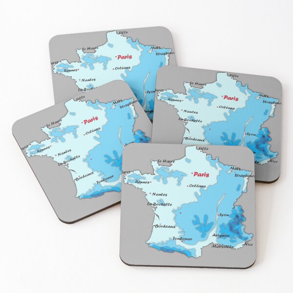 Item preview, map of France with relief blue topographic map of France with  major cities  designed and sold by mashmosh.