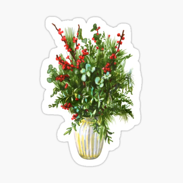 Item preview, Ilex red berries, eucalyptus leaves and pine branches bouquet designed and sold by stasia-ch.