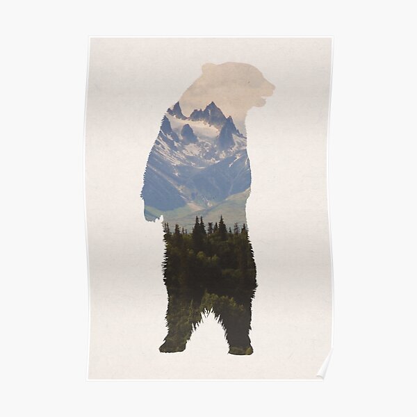 Bear with woodland scene Poster