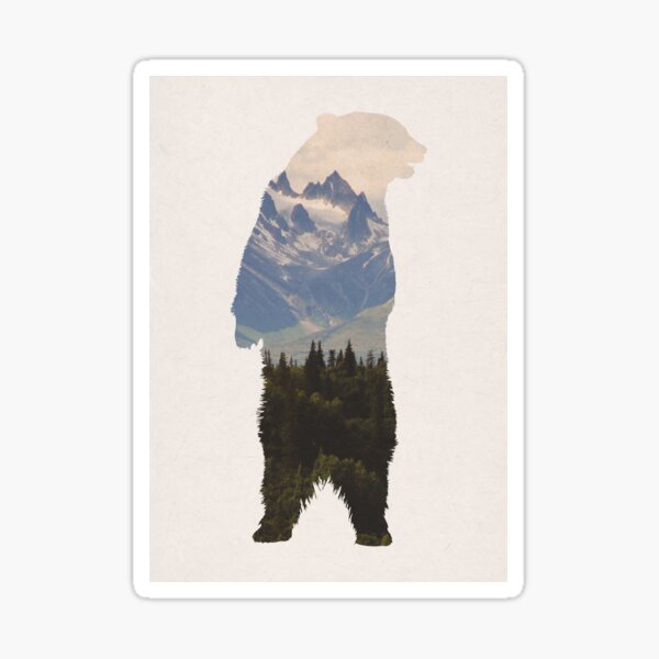 Bear with woodland scene Sticker