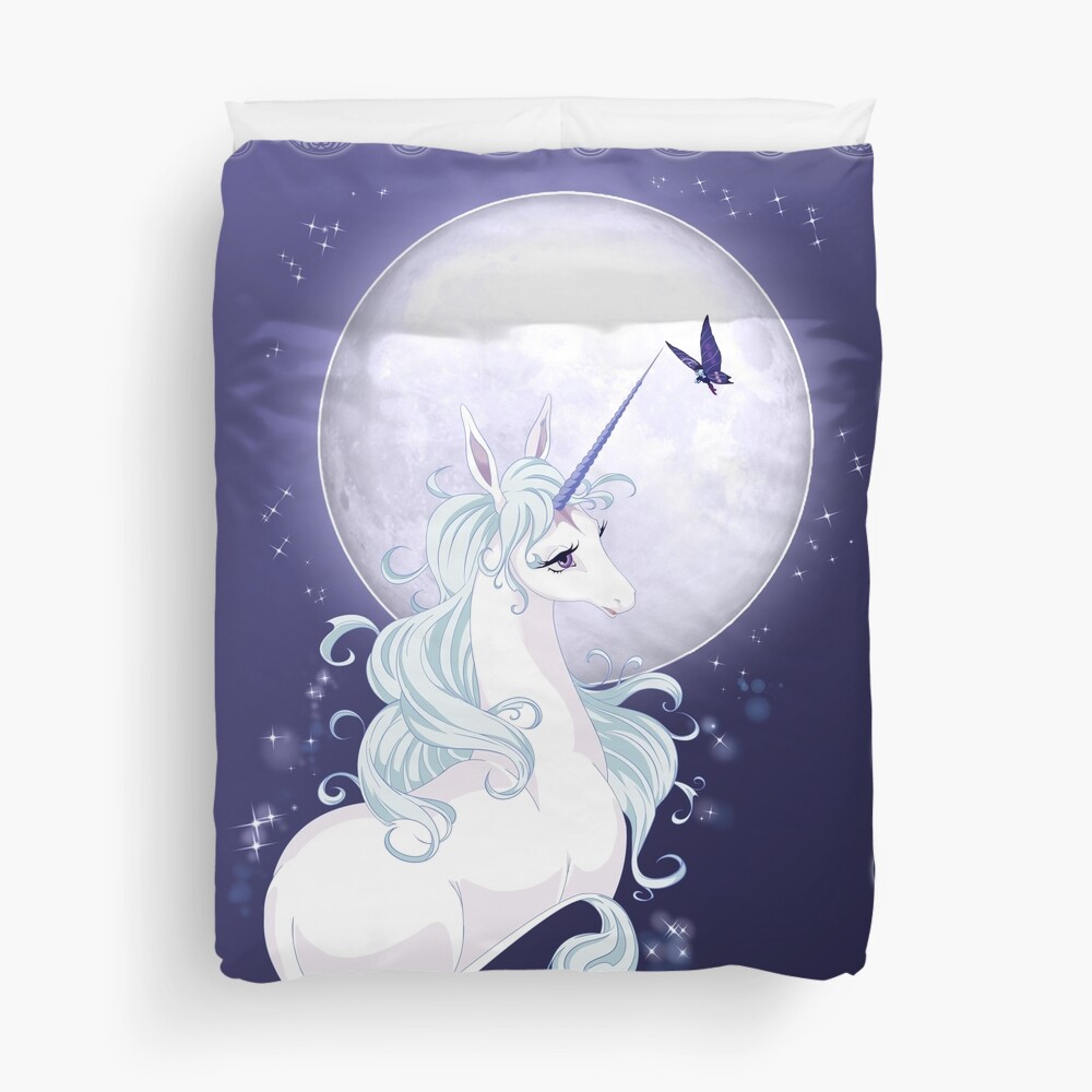 Full moon unicorn Duvet Cover