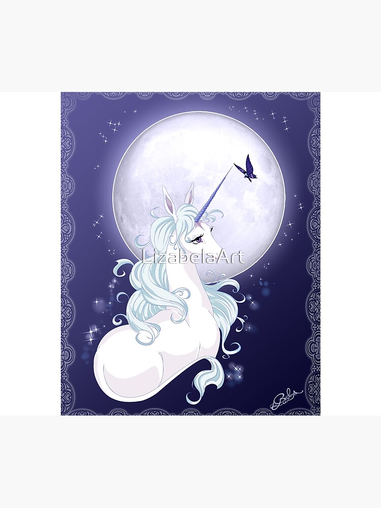 Thumbnail 6 of 6, Throw Blanket, Full moon unicorn designed and sold by LizabelaArt.