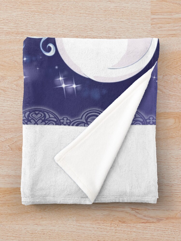 Thumbnail 3 of 6, Throw Blanket, Full moon unicorn designed and sold by LizabelaArt.