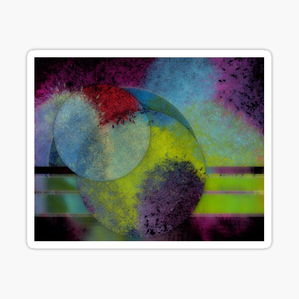Worlds Collide - Abstract Digital Painting Wall Art Original Geometric Painting Sticker
