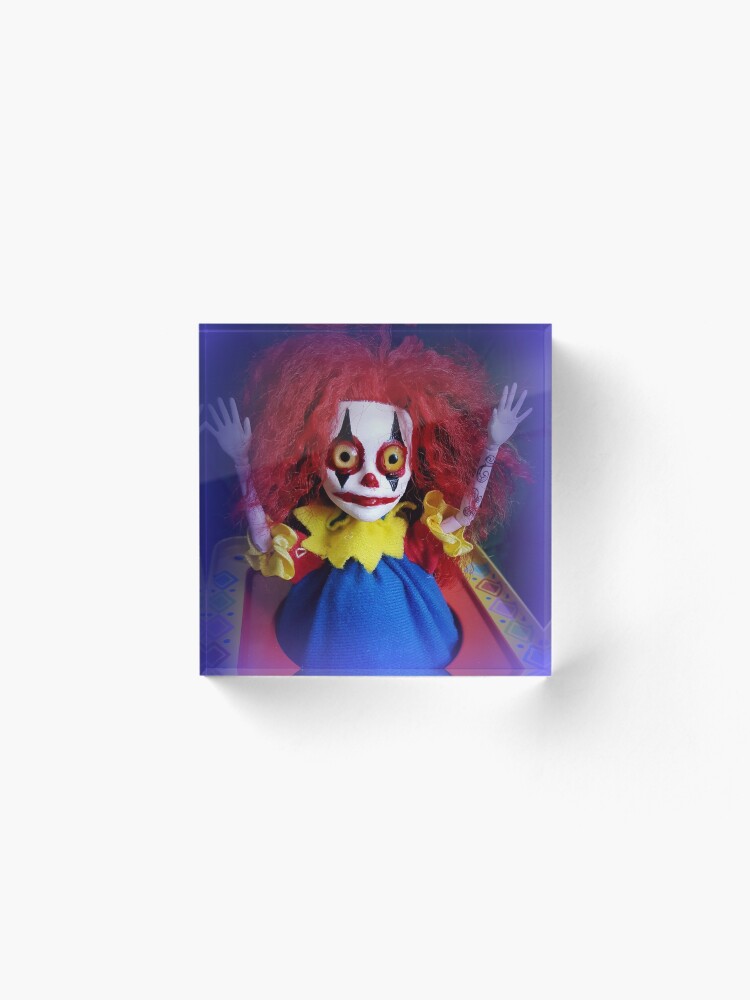 Alternate view of Jack In The Box Clown Horror Doll ~ Lady Scream Acrylic Block