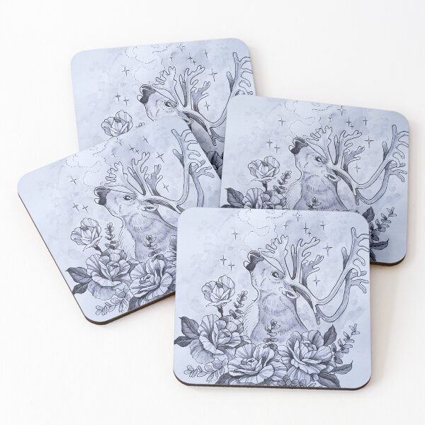 Item preview, Caribou and Winter Roses designed and sold by BotanicalTeepee.