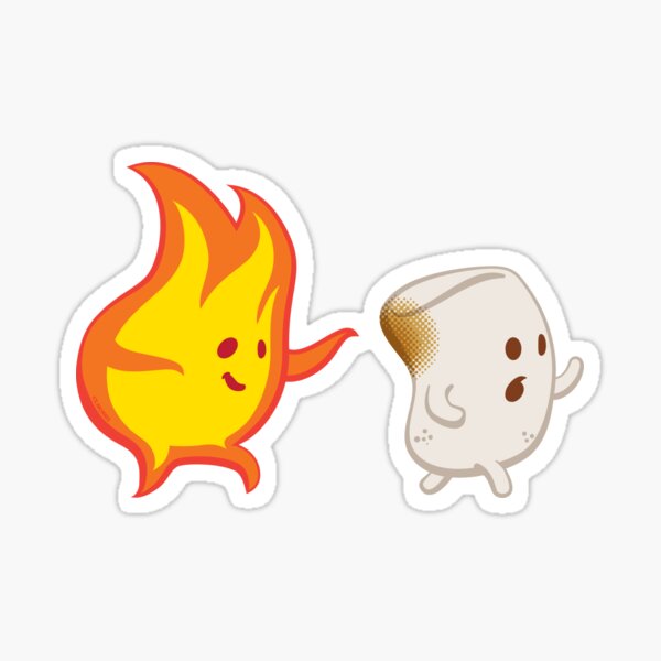 Marshmallow Chased by Flame, Kawaii S'mores Camping Funny Sticker