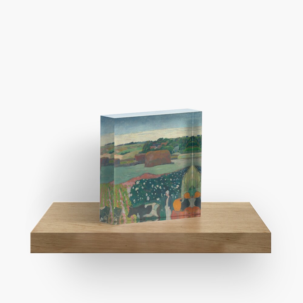 Haystacks in Brittany Oil Painting by Paul Gauguin Acrylic Block