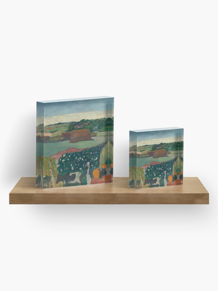 Alternate view of Haystacks in Brittany Oil Painting by Paul Gauguin Acrylic Block