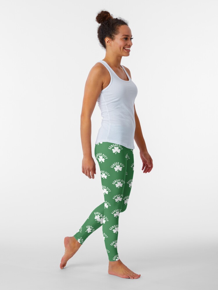 Alternate view of KC Face mask Kansas City facemask Kansas City Irish KC Ireland Kc Local Irish Community Leggings