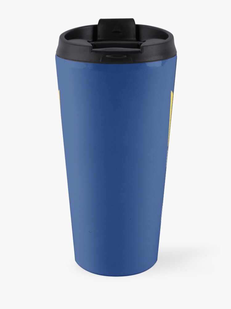 Alternate view of Kansas City Royal Blue KC Crown Town KC Baseball Fan Gear Kansas Citian KC Face mask Kansas City facemask Travel Mug