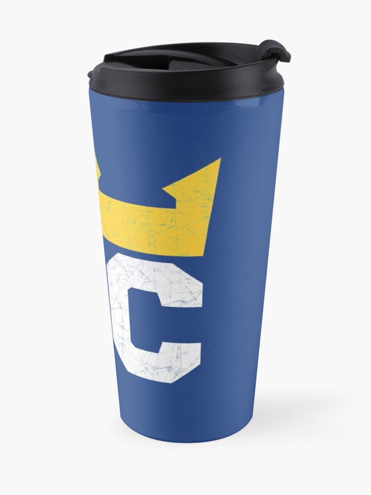 Alternate view of Kansas City Royal Blue KC Crown Town KC Baseball Fan Gear Kansas Citian KC Face mask Kansas City facemask Travel Mug