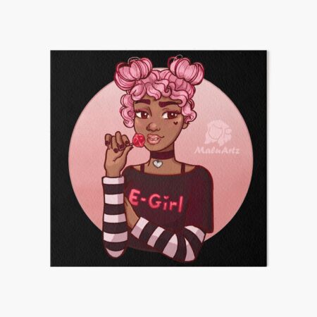 Aesthetic E Girl Styled Pink Haired Black Woman Art Board Print By Maluartz Redbubble