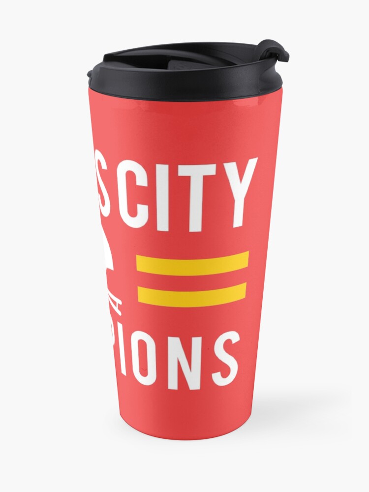 Alternate view of KC Face mask Kansas City facemask Kansas City Red KC 2020 World Champions Champs Kc Sports Fan Classics Travel Mug