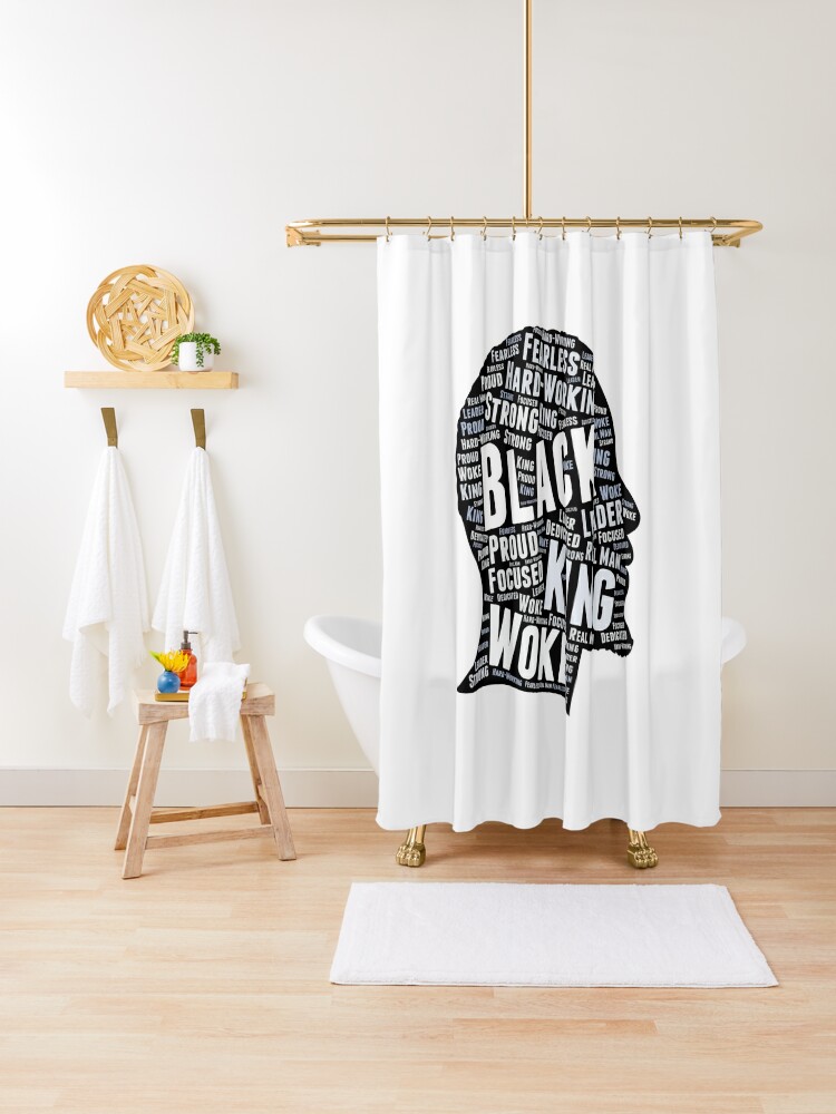 Cute Afrocentric Melanin Black King Strong Men Shower Curtain