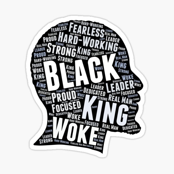 Black King African American Man Word Art Sticker