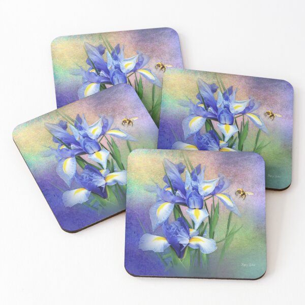 Item preview, Bumble Bee on Blue Iris designed and sold by MoragBates.