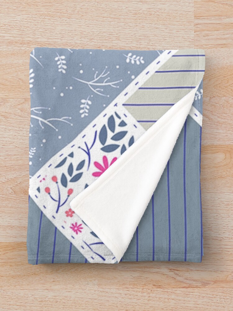 Alternate view of Vintage Distressed Patchwork Quilt Print Throw Blanket