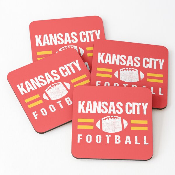KC Kansas City Red Yellow Football Kingdom Kc 2020 Sports Fan Championship Classic Coasters (Set of 4)