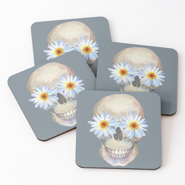 Item preview, Watercolor Skull & Daisies designed and sold by DrakeMusing.