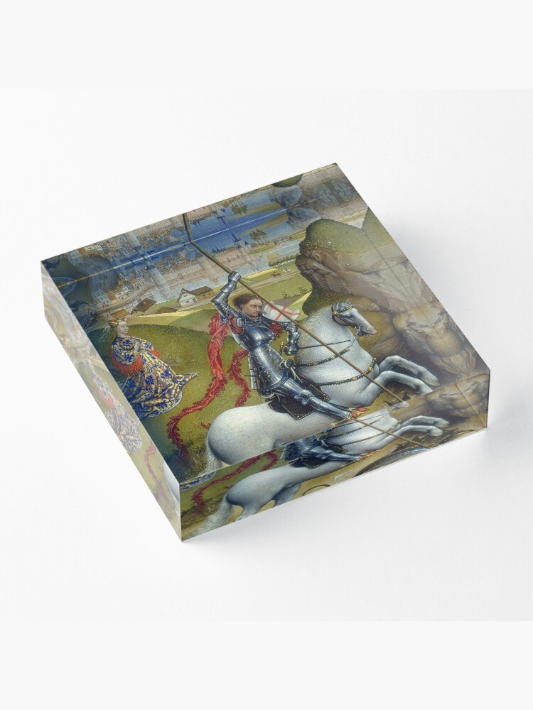 Alternate view of Saint George and the Dragon Oil Painting by Rogier van der Weyden Acrylic Block