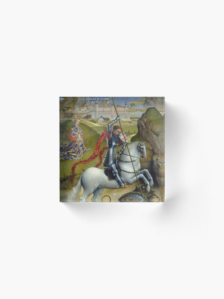 Alternate view of Saint George and the Dragon Oil Painting by Rogier van der Weyden Acrylic Block