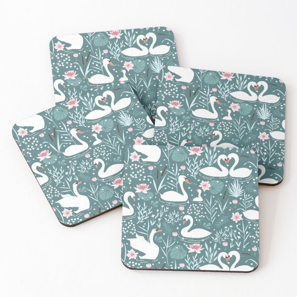 Item preview, Dark swan and flowers pattern designed and sold by Jelena Slijepcevic.