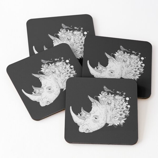 Item preview, decorated rhino with flowers and bird designed and sold by Kisho.