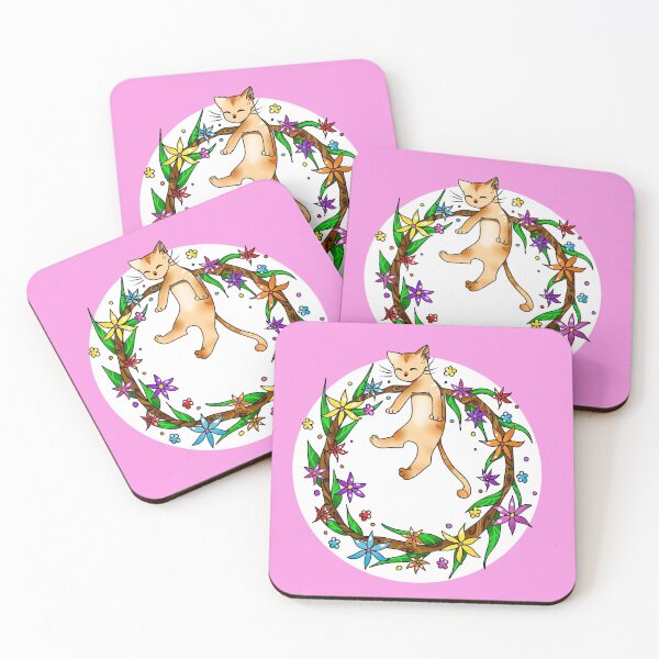 Item preview, cute cat in flower wreath designed and sold by tufta007.