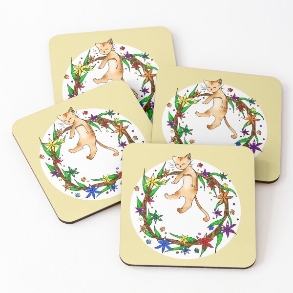 Item preview, cute cat in gay pride flower wreath designed and sold by tufta007.