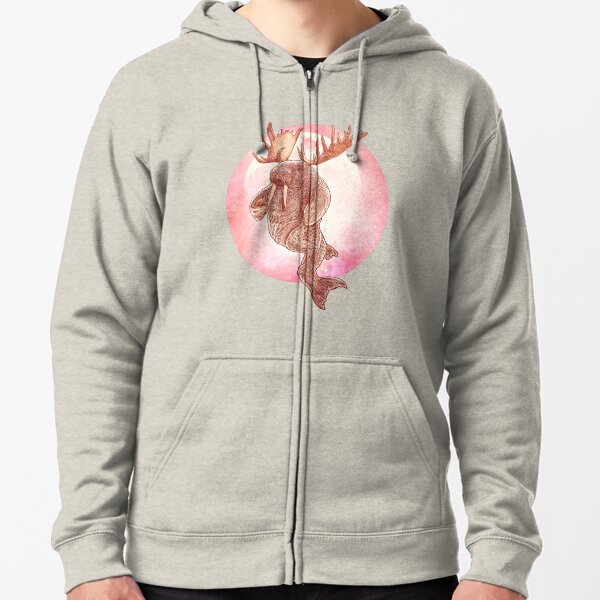 The Space Walrus On Moon Patrol. Zipped Hoodie
